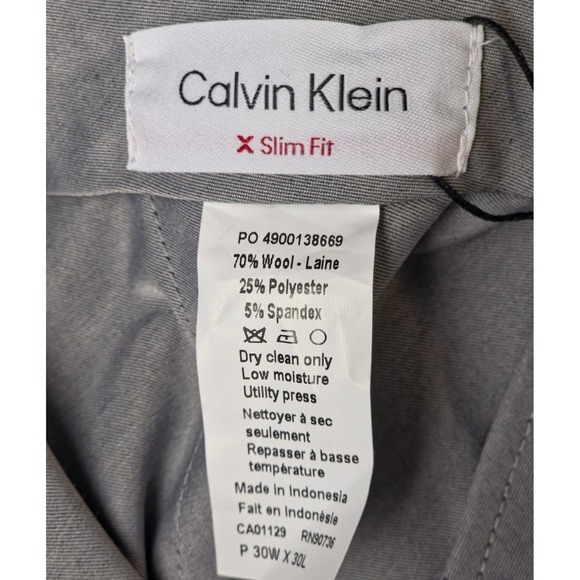 Calvin‎ Klein Dress Pants Mens 30x30 Black Slim Fit Wool Blend Trouser - Picture 7 of 10